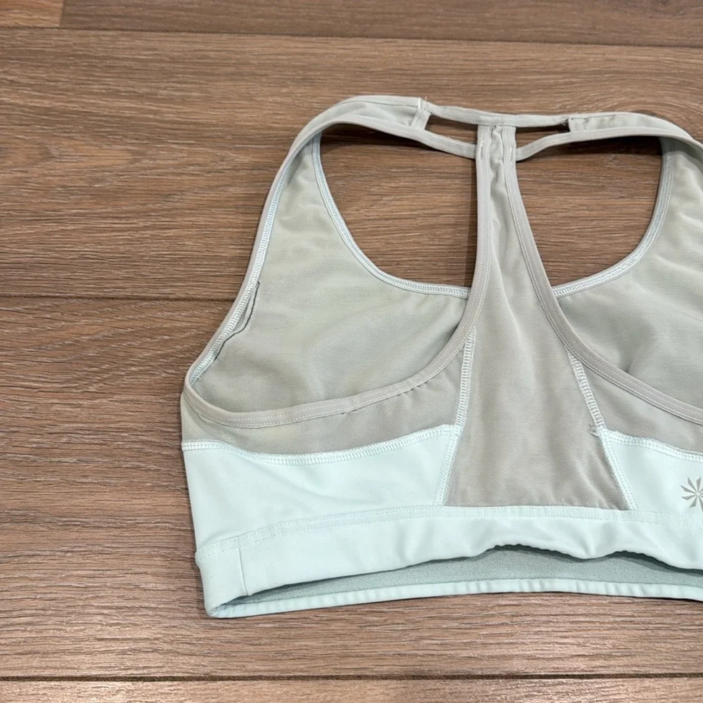 ATHLETA Light Blue Push The Limit Pullover Racerback Mesh Active Sports Bra Sz S